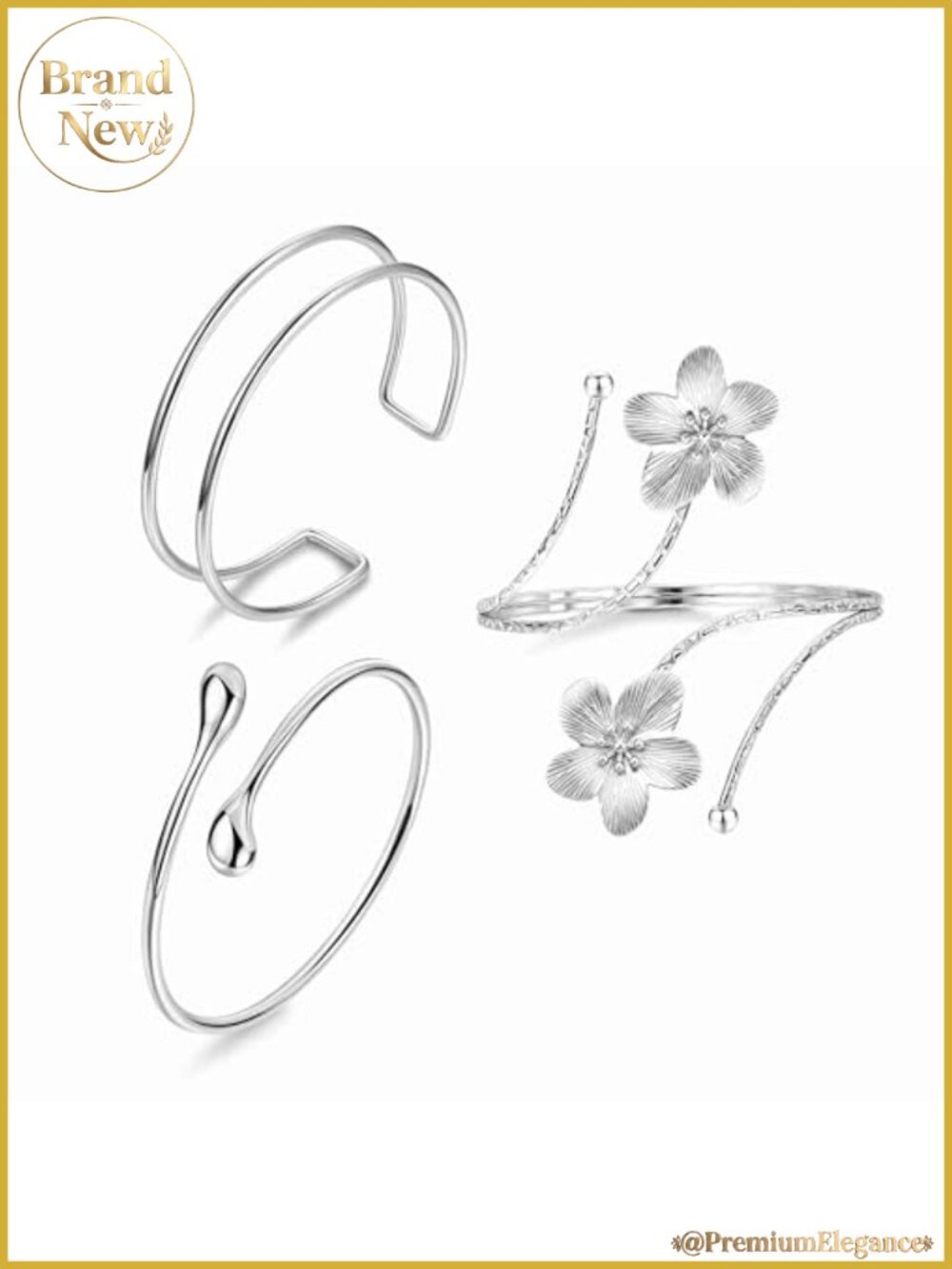 Women's 3 Piece Arm Cuff Jewelry Set Adjustable Upper Arm Cuff Bracelets Boho